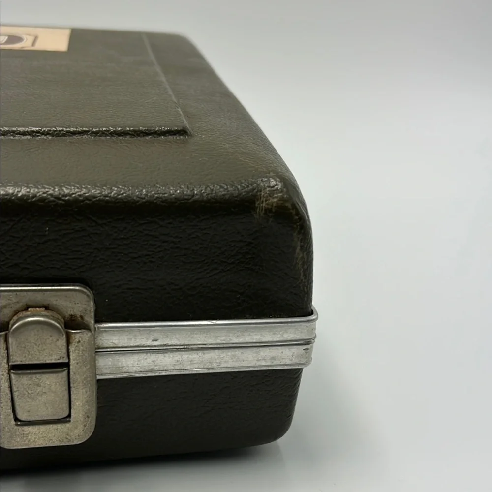 Vintage Briefcase Olive Green Plastic Small Case Silver Hardware